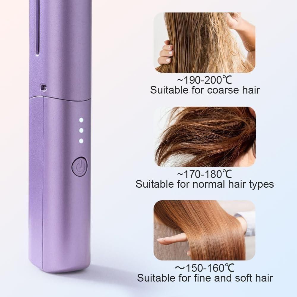Meneflix Portable Mini Hair Straightener Rechargeable Mini Adjustable Hair Straightener Hot Comb