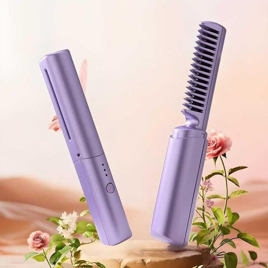 Meneflix Portable Mini Hair Straightener Rechargeable Mini Adjustable Hair Straightener Hot Comb